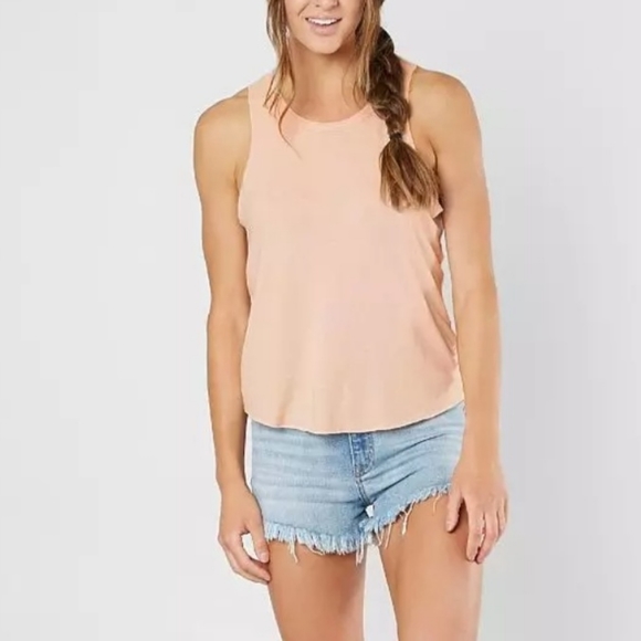 Free People Tops - Free People Blush Pink Coziest Raw Edge Soft Fleece Tank Top